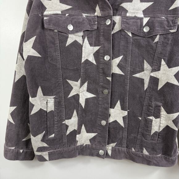 Altar'd State Star Struck Gray Corduroy Jacket Small Oversized Classic Trucker - Picture 3 of 11